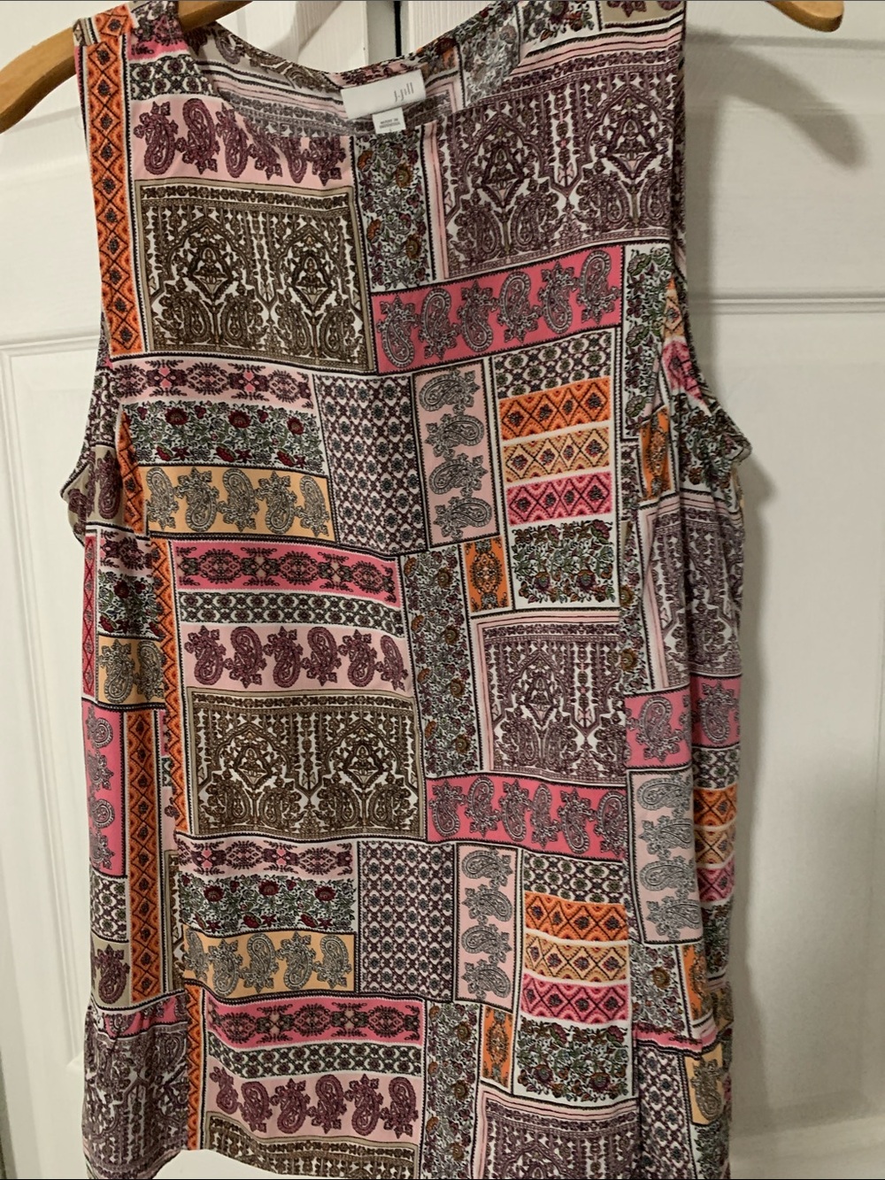 J. Jill Pink Multi-Print Sleeveless Patchwork Tank Top